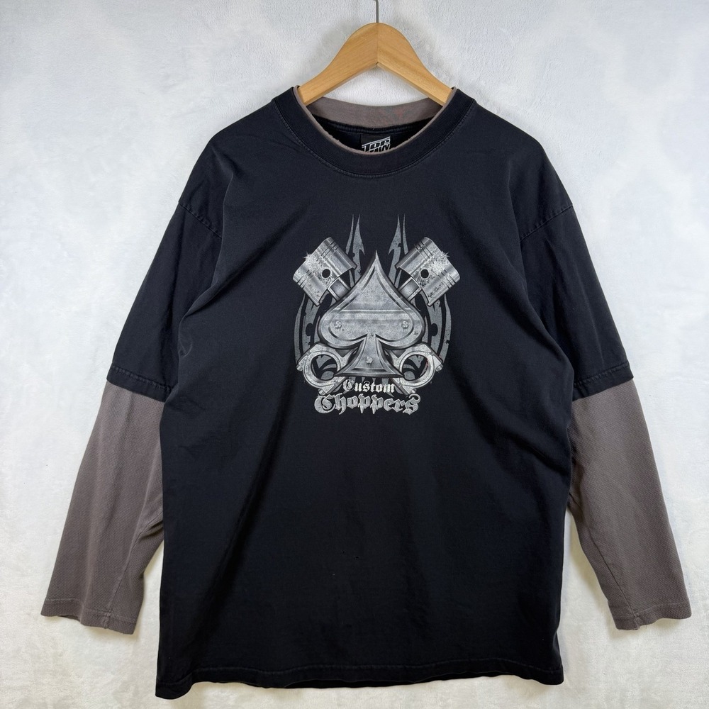 Vintage West Coast Custom Choppers OCC Long Sleeve Shirt Black Ace of Spades XL